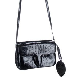 Alaia Embossed Leather Double Flap Crossbody Bag